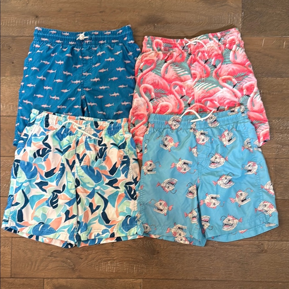 Old Navy Swim Trunks Blue and Pink Vibrant Design